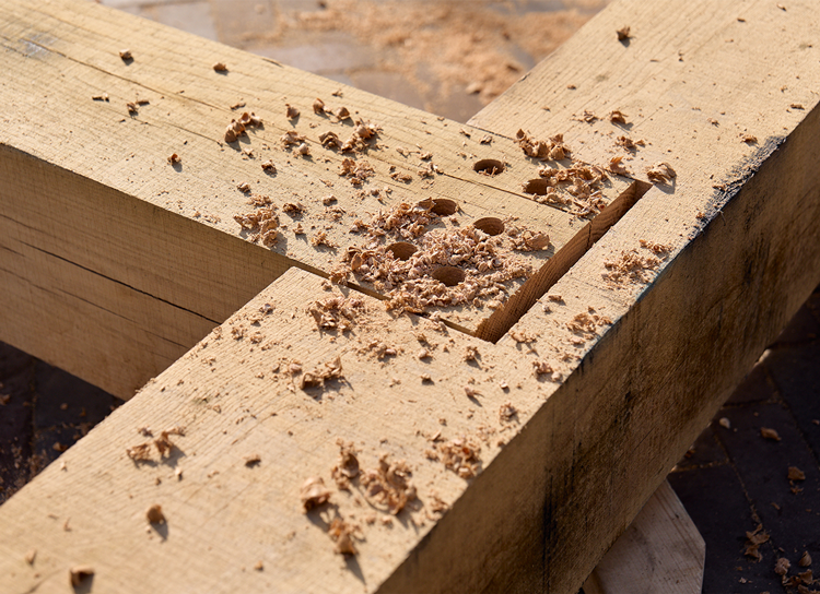 Detail van houten balkverbinding